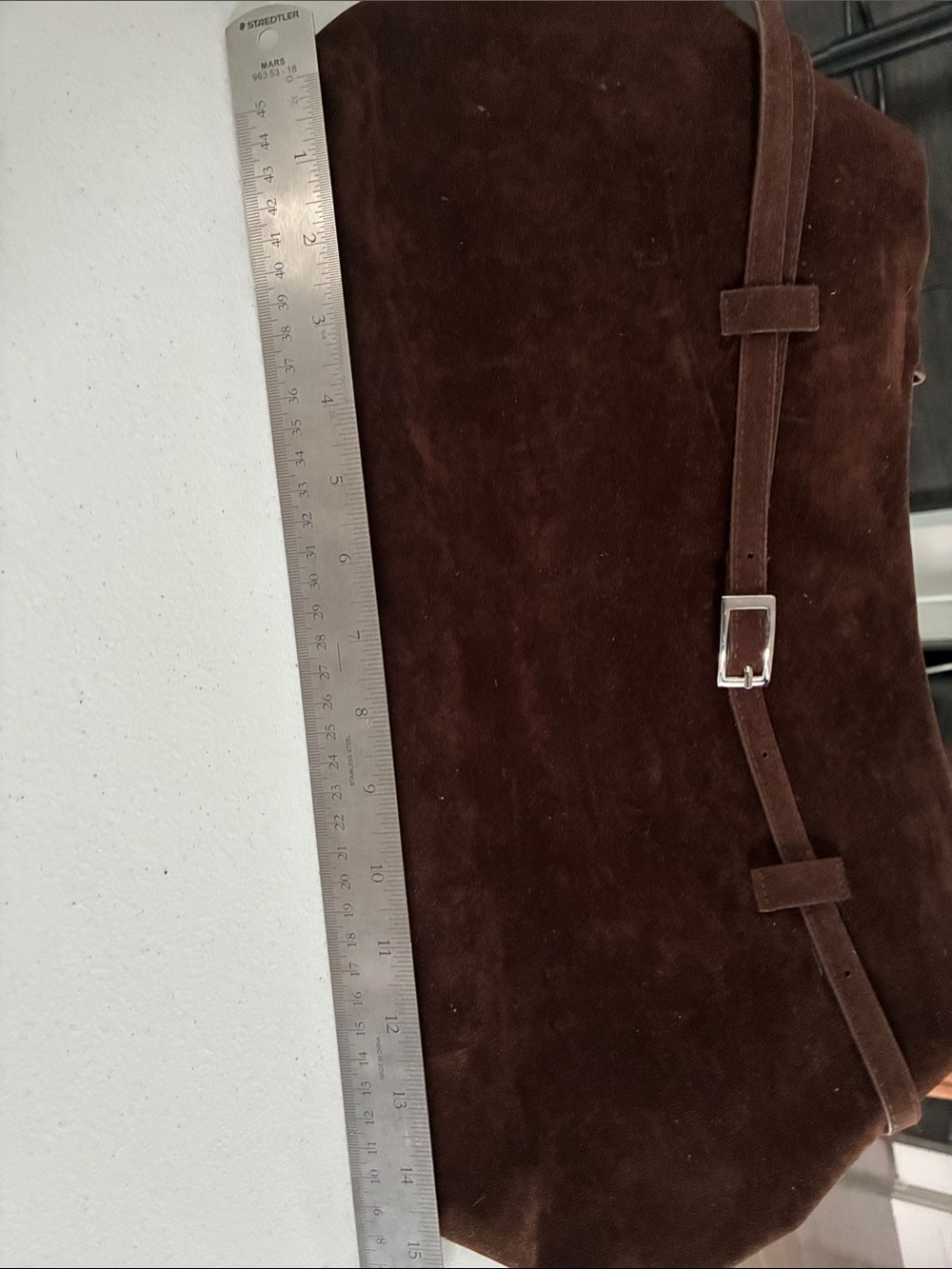 Men's Brown Suede Messenger Bag with Buckle Strap